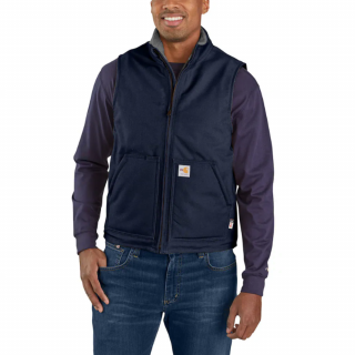 Carhartt Navy Flame-Resistant Duck Sherpa Lined Vest 